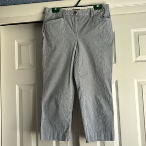 Lands End Navy Stripe Crop Pants Size 8
